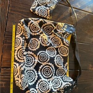 Chic Black and White Patterned Bag with Pouch